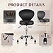 KLASIKA Adjustable Swivel Rolling Stool Chair with Backrest and Wheels, Multi-Purpose Office Desk Chair, Thick Seat Cushion for Home Bar Kitchen Shop, Black