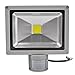 Produktbild Greenmigo 20W LED Fluter Floodlight Strahler mit PIR Bewegungsmelder Licht Scheinwerfer Außenstrahler Wandstrahler Grau Aluminium IP65 Wasserdicht AC 85 - 265V Kaltweiß