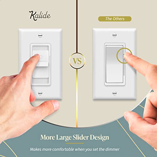 Topgreener Digital Dimmer Light Switch For 200W Dimmable Led/Cfl Lights, Single Pole Led Slide Dimmer Switch, Neutral Wire Not Required, Wall Plate Included, Ul Listed, Tgds1-W-6Pcs, White,6 Pack #TOP1