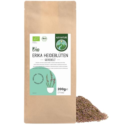 Alpi Nature Flores de Brezo Seco Orgánico 200g, bio Flores de Brezo Frotadas para Preparación de Té