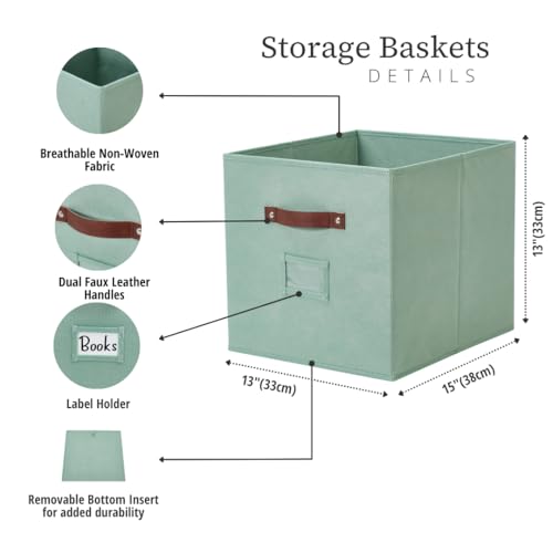 Image of DECOMOMO Storage Baskets, 13x15x13 Storage Cube Bins with Labels for Organizing Shelves Kallax (Kallax / 4pcs, Rainbow)