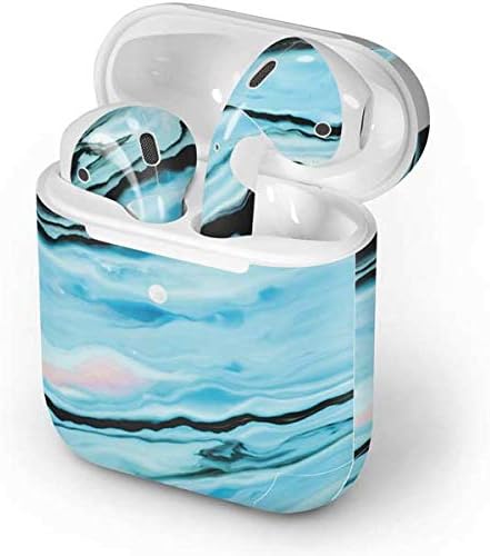 Skinit Decal Audio Skin Compatible with Apple AirPods 2 - Aqua Blue Marble Ink Design