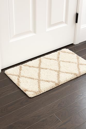Image of Carpet for Hallway, Kitchen, and Modern InteriorsCarpetCozy Shag Runner for Living Room, Bedroom & Office Decor ETC Size 1.5x3 feet, Patten-Solid Ivory B