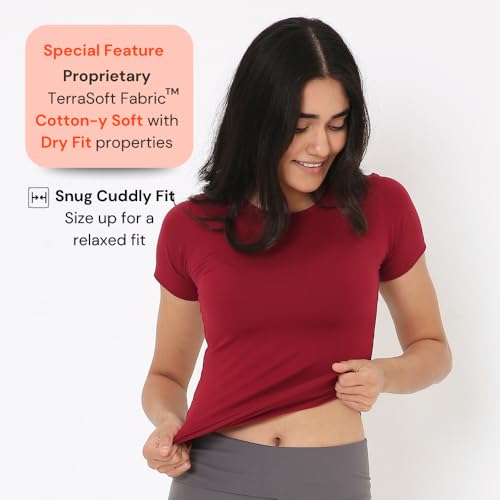 Image of Terractive Women's Cuddle Baby T - Soft Premium Cotton Half Sleeve Tee - Stretch Fit Tagless Comfort Lightweight Breathable Everyday Wear Casual Top for Lounging Layering or Outings