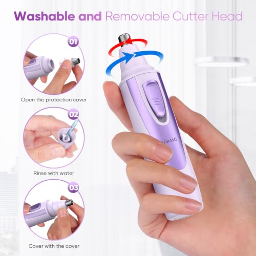 Image of Ear and Nose Hair Trimmer Clipper - 2026 Professional Painless Eyebrow & Facial Hair Trimmer for Men Women, Battery-Operated Trimmer with IPX7 Waterproof, Dual Edge Blades for Easy Cleansing Lavender