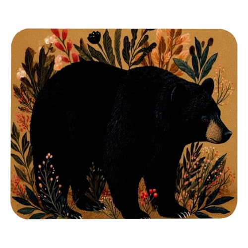 Black Bear (1) Mouse Pad for Laptop Wireless Mouse Home Office Travel, Portable...