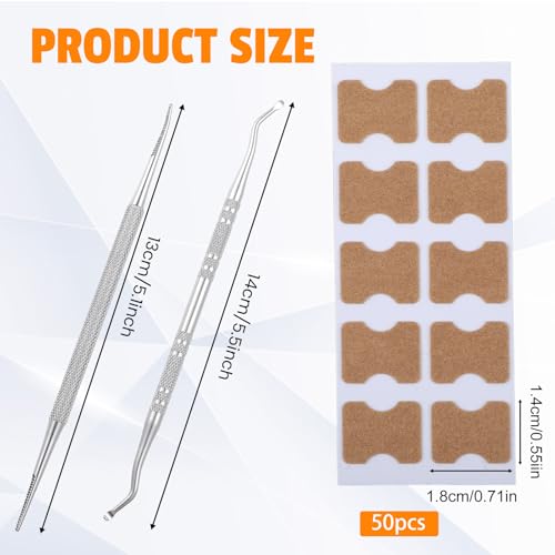 Ingrown Toenail Treatment Kit, 50Pcs Breathable Toenail Correction Patches, Painless Ingrown Removal Corrector Tool with Toe Nail Lifter, Curved Ingrown Toenail Relief Stickers for Foot Care at Home