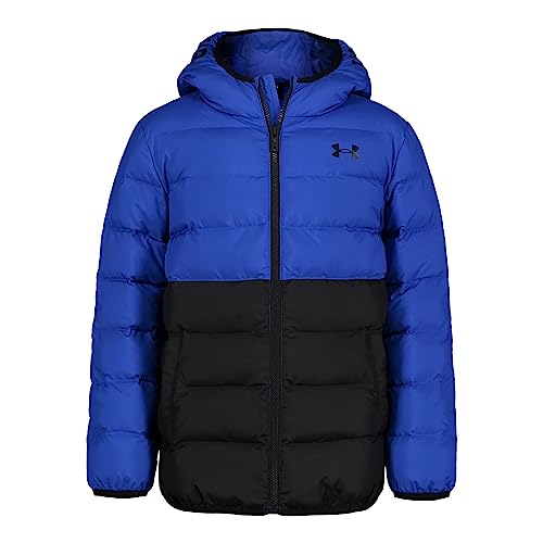 Under Armour Boys' Pronto Puffer Jacket, Mid-Weight, Zip Up Closure, Repels Water, Team Royal Colorblock, Small