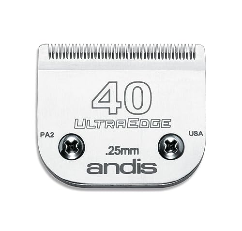 Andis - 64076, Ultra Edge Super Blocking Dog Clipper Blade - Built with Carbon-Infused Steel, Sharp Cutting Edges with Zero Gaps, Size-40, Removes Hairs 1/100-Inch - for Full Body Grooming, Chrome