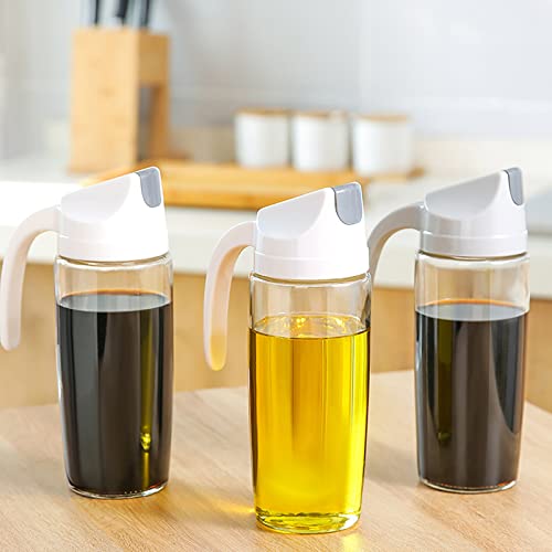 Nicunom 2 Pack Olive Oil Dispenser Bottle, 20 Oz Auto Flip Oil And Vinegar Dispenser Set Leak-Proof Glass Cruet Bottle With Automatic Cap And Stopper For Kitchen Cooking And Grilling, Non-Drip Spout #TOP6