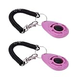 GOUDOGEDC 2Pcs Pink Clicker Easy to Use with Button Dog Training Accessories Strong and Long-Lasting,Training and Behavior Aids