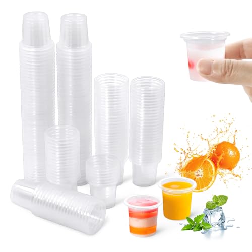 Dreamark Schnapsbecher Plastik 2cl/20ml 200 Stück Wiederverwendbare Shotgläser Plastikbecher Pinnchen Plastik Trinkbecher Partybecher Dessertbecher für Feste & Veranstaltungen