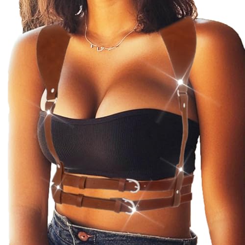 COSYDAYS Leather Harness Belt Brown Body Harness for Women and Men2