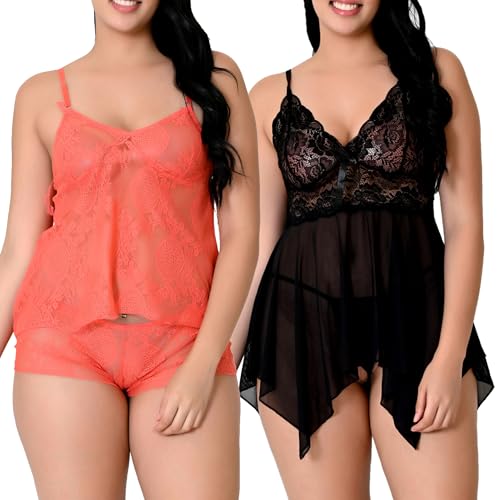 Image of Love Maker, Women's Cotton Satin Lingerie Bra & Panty Set, Combo Pack of 2 in Red, Pink, Black, Purple, Maroon, S to 3XL