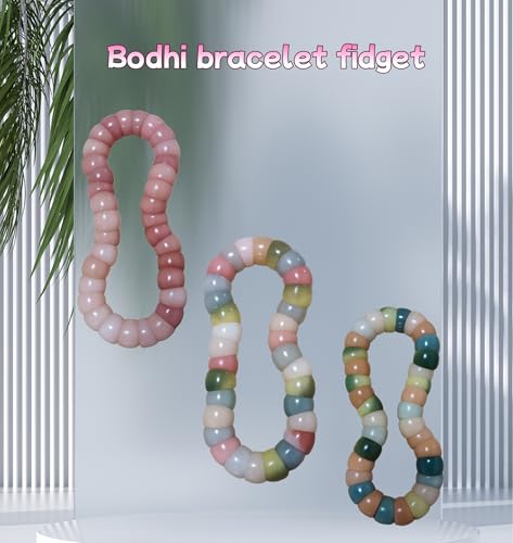 Image of Natural Bodhi Seeds Beads Bracelet, Zen Fidget Stretch Color Gradient Bracelet for Mind-Calming, Meditation Practice Beads Accessory for Women and Men