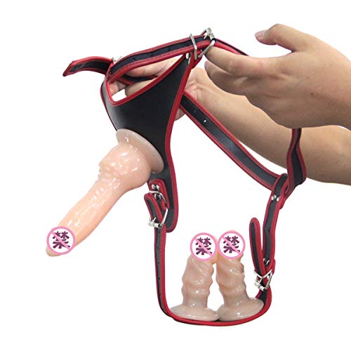 Harnais FTM BaronHong strap on cuir 3 réallistes dildo nude M pour couple lesbienne