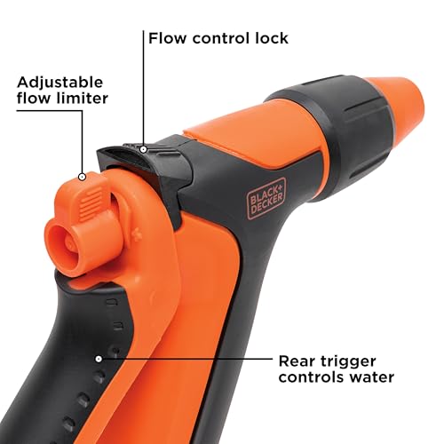 Black + Decker® Adjustable Rear Trigger Garden Hose Nozzle – Lightweight, Comfortable Grip Sprayer for Everyday Use BXWNBB57391 - image 5