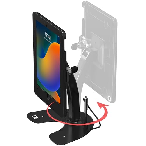 Image of CTA Digital Dual Kiosk Stand - CTA Dual Security Kiosk Stand with Locking Case, Cable, and 360-Degree Rotating Base - Compatible with iPad 7th / 8th / 9th Gen 10.2-inch, iPad Air 4, (PAD-ASKB10) - Black