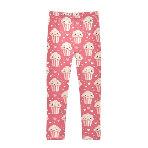 Girls Leggings Popcorn Box Heart Pink Soft Toddler Leggings for Girls Kids Pants Size 4T-10T