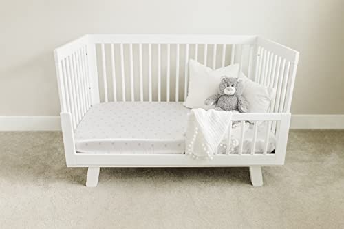Satin Fitted Crib Sheet (2 Pack) Premium Oeko-TEX Certified Satin Crib Sheet Set, Prevents Bald Spots Like Silk Crib Sheets for Baby Hair (White with Light Gray Hearts & Stars) - Image 7