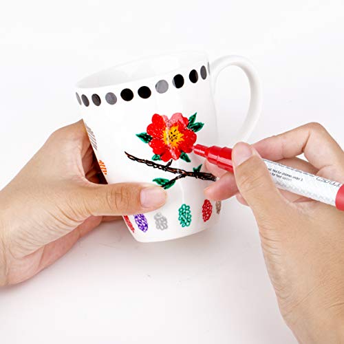 Zeyar Acrylic Paint Pens For Porcelain, Professional Ceramic Drawing, 12 Colors Water-Based, Fine Point, Water And Fade Resistant, Diy On Mugs And Other Ceramics For Permanent Collection #TOP4