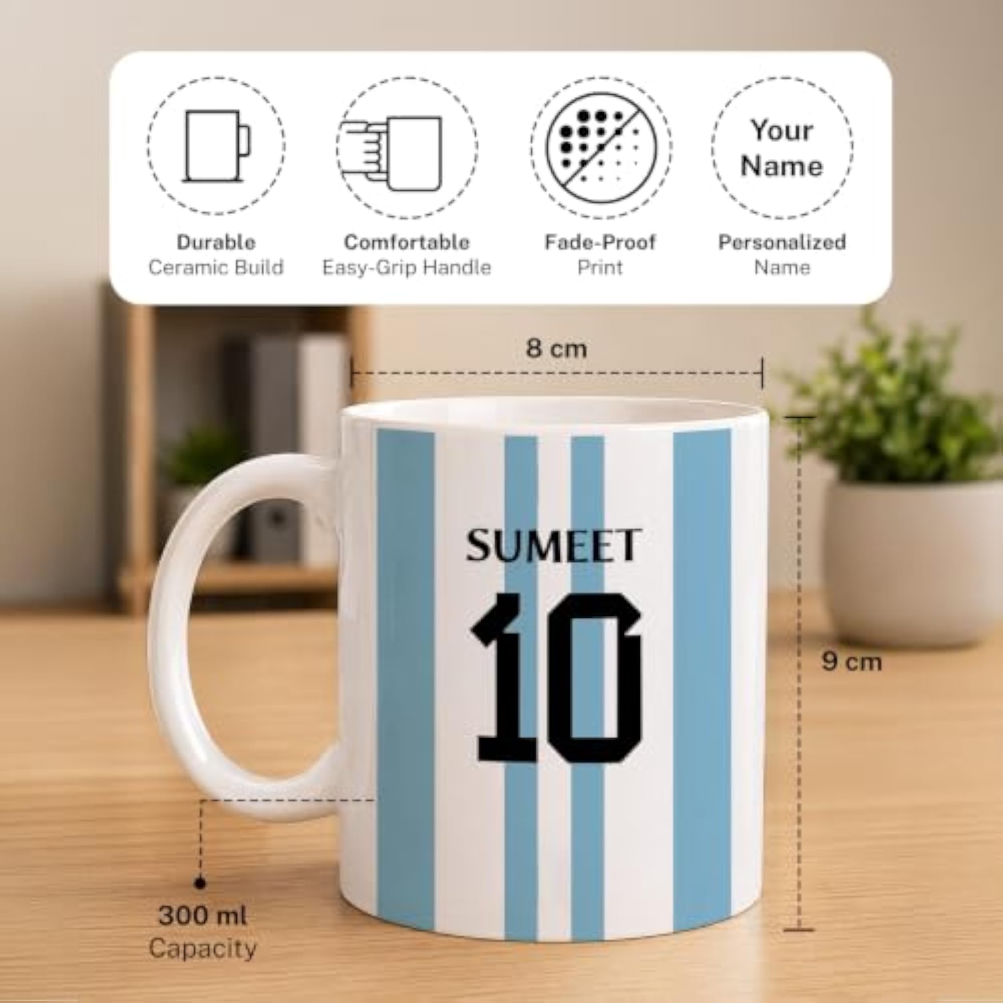 Personalized Football Jersey Coffee Mug, Custom Name