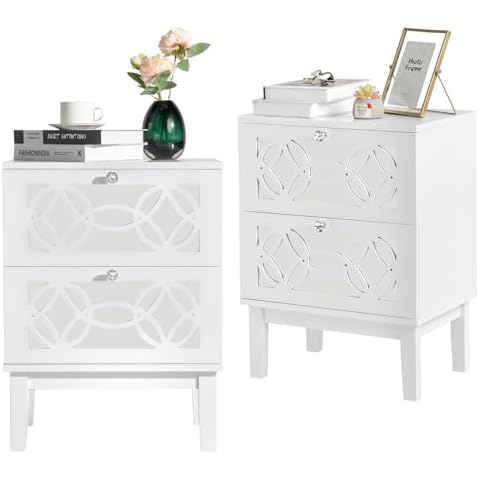 VINGLI Mirrored Nightstand Set Cover