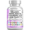 Collagen Pills 1000mg Biotin 10000mcg Keratin Saw Palmetto 2500mg Hyaluronic Acid – Hair Skin and Nails Vitamins and DHT Blocker with Vitamin E Folic Acid Pumpkin Seed MSM – 90 Count