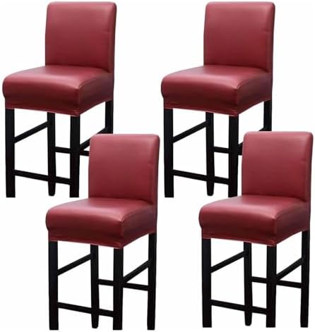 Stretch PU Barstool Covers Set of 6, Removable Chair Slipcovers for Pub Chairs, Durable High-Back Seat Protectors, Easy to Clean, Perfect for Home & Bars