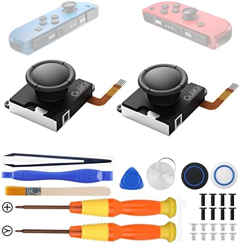 Gulikit Efektu Halla Switch Joycon Drążek Sterowy Joysticka 2szt, Ulepszony Drążek Bez Dryfu do Switch OLED/Lite Joycon, Lewy/Prawy Joystick o Małej Mocy z Narzędziem do Naprawy, Osłona Drążka