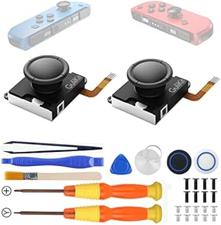 Gulikit Efektu Halla Switch Joycon Drążek Sterowy Joysticka 2szt, Ulepszony Drążek Bez Dryfu do Switch OLED/Lite Joycon, Lewy/Prawy Joystick o Małej Mocy z Narzędziem do Naprawy, Osłona Drążka
