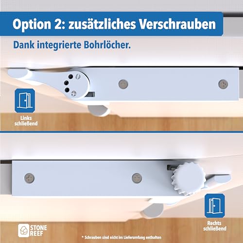 Türschließer für Zimmertüren [für Türen bis 16 mm Falzstärke] ohne Bohren montierbar, variabel einstellbare Schließkraft – für Links- u. Rechtsanschlagtüren – Türdämpfer