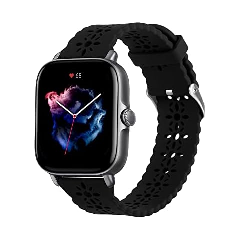 ZoRoll 20mm Straps for Amazfit Bip 3 Pro/Bip 3/GTS 3/GTS 2/GTS 2e/GTS 2 Mini, Soft Silicone Sport Band Replacement Wristband Compatible with Amazfit GTS/GTR 42mm/Huawei Watch 2/Venu 2 Plus - Black Cover