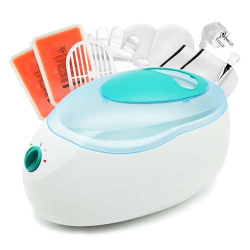 Baño de parafina con 900G parafina para manos y pies tratamiento de Dolor Muscular Parafina Calentador de parafina Juego botines aguantes (Azul Kit)