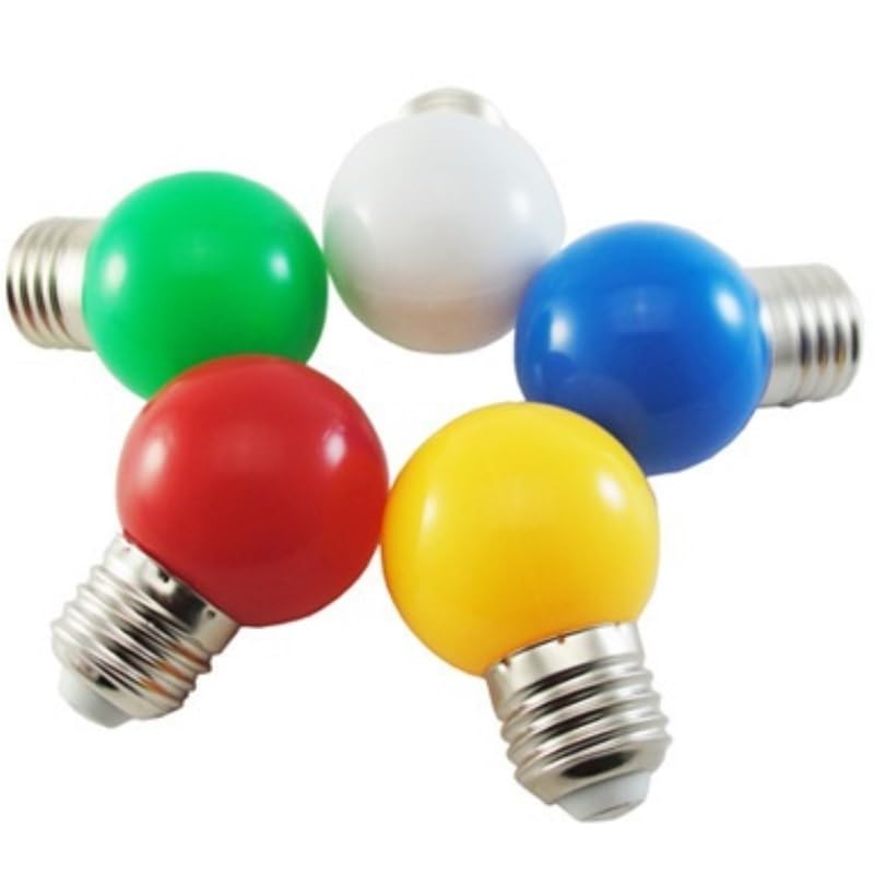 Ampoule LED G45 E27, 5 Couleurs, Couvercle PC, lumière décorative, Rouge, Jaune, Bleu, Vert, Blanc, 50 pièces/lot(Red Light)