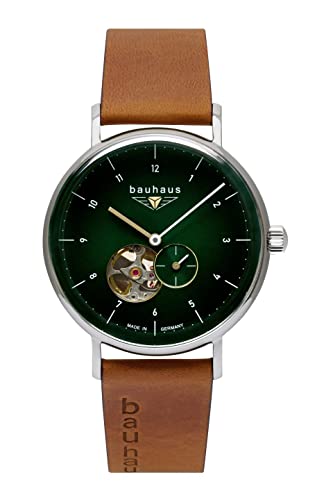 Montre Bauhaus automatique homme 2166 : montre mécanique coeur ouvert en cuir