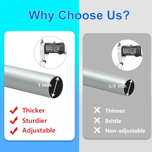 Image of Byondeth Curtain Rods for Windows 16 to 144 Inches Adjustable Length 1 Inch Diameter Window Curtain Rod with Aluminium End Cap, Silver