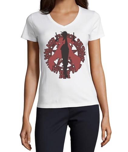 T-shirt anime col en V coton femme blanc anti-transpiration et opaque
