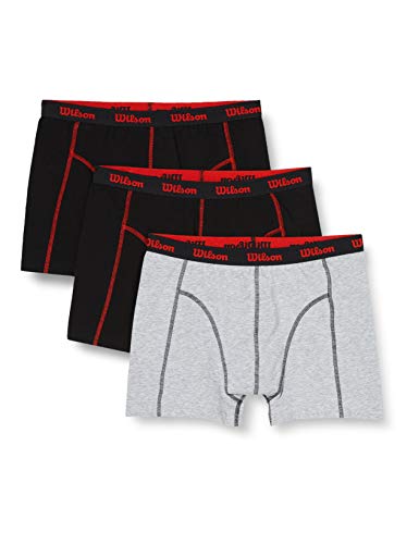 Wilson Boxers Homme Value Cotton Range (Lot de 3), NOIR/GRIS, L Cover