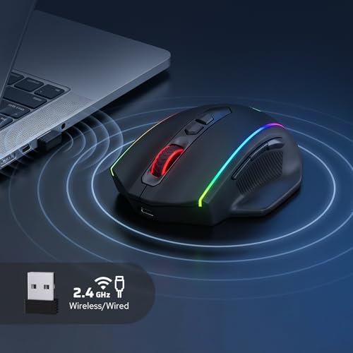 Image of Redragon M686 Wireless Gaming Mouse, 16000 DPI Wired /Wireless Gamer Mouse with Professional Sensor, 45-Hour Reliable Power Capacity, Customizable Macro and RGB Backlight for PC /Mac /Laptop