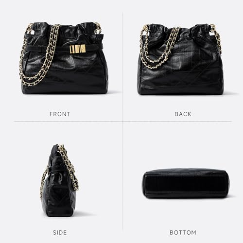 Image of FION Black Cross body Purse Hand Bags for Women,Small Leather Shoulder Hobo Bag with Chain Strap