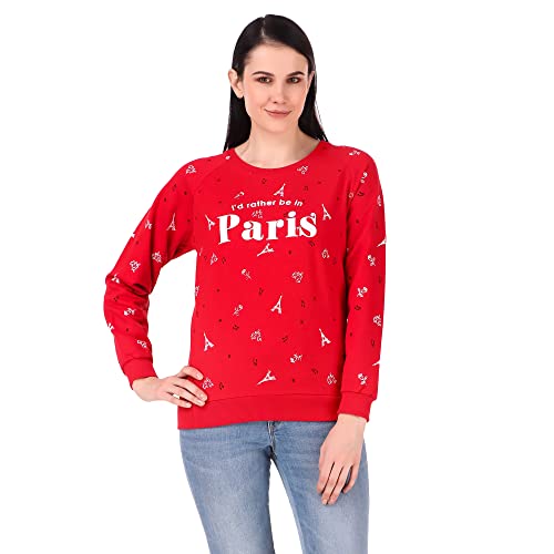 Stories.Label Cotton Sweatshirt for Women in 300 GSM Fabric with Ribbed Details Includes Plus Sizes (S-5XL)