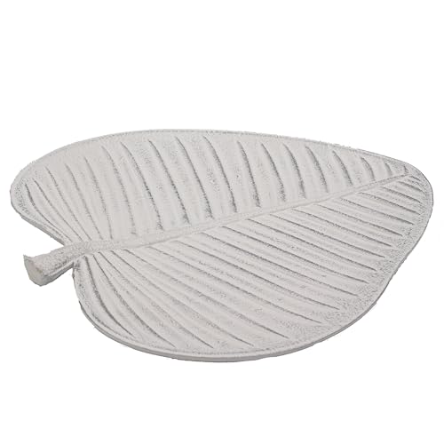 Diko.style® - Bandejas Decorativas Centro de Mesa Decorativo | Vaciabolsillos Recibidor | Decoración Salon - Decoración Comedor | Estilo Hoja 31x28x2,5cm (Plata Ancho)