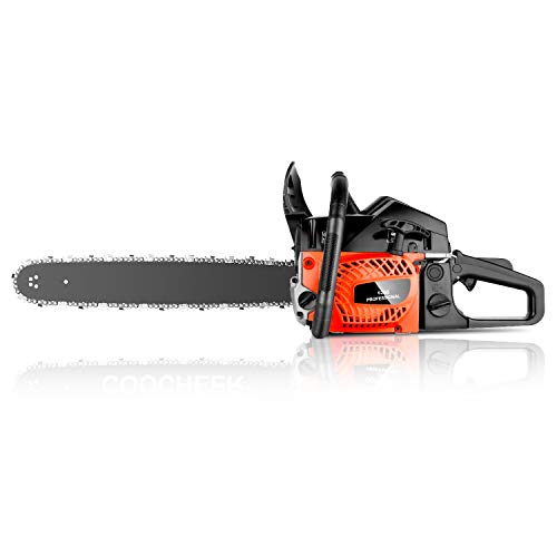 62CC 20_Inch Gas Chainsaws, 3.5HP Guide Board Chainsaw Gasoline Powered Handheld Cordless Petrol Gasoline Chain Saw Chainsaw for Farm, Garden and Ranch (Red Black)