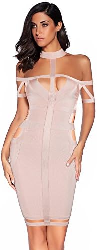 meilun Women Rayon Off The Shoulder Cut Out Bandage Bodycon Party Dress