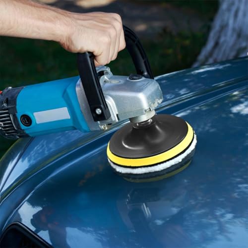 Image of STHIRA 3Pcs Polishing Buffing Pads with Backing Plate Universal 7 Inches Dia Polishing Wool Pad Attachments for Power Drill Reuseable Synthetic Wool Pads for Polishing, Waxing