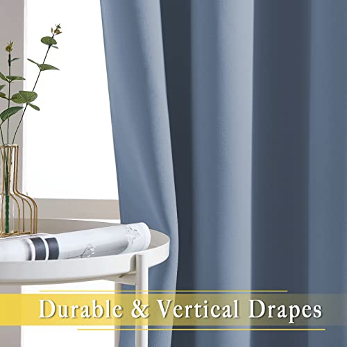 NICETOWN Patio Door Curtain for Sliding Glass Door, Thermal Insulated Blackout Curtain Drape for Living Room/Kitchen/Bedroom (Stone Blue, 1 Panel, 80 x 84 inch)