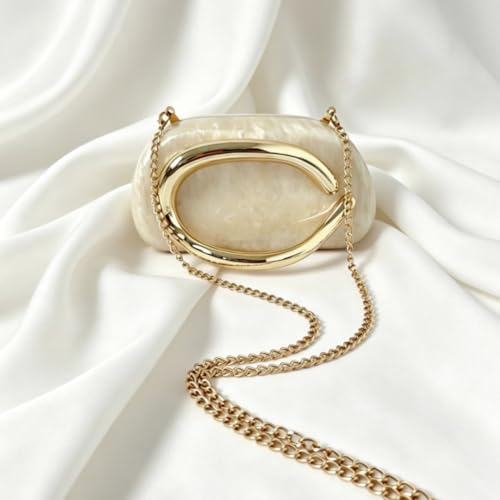 Image of Acrylic Clutch Purse for Women Classic Round Acrylic Evening Handbag Vintage Metal Handlebars Bag for Wedding Party Prom