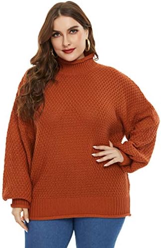 Hanna Nikole Women Turtleneck Oversized Sweaters Batwing Sleeve Pullover Loose Chunky Knit Jumper