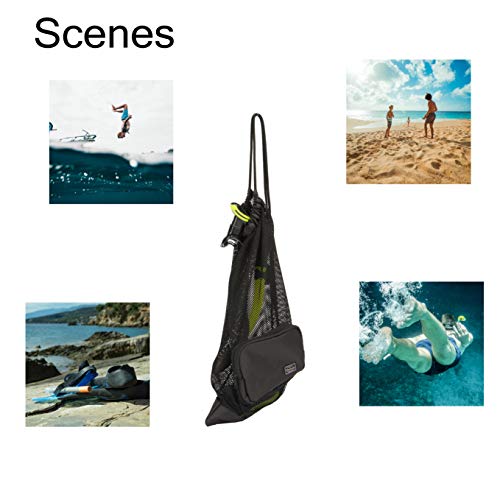 Pacmaxi Snorkeling Gear Bag, Shoulder Strap Mesh Draw Bag For Scuba, Snorkel, Swim, Can Holds Diving Mask, Dry Top Snorkel, Trek Fins, And Other Equipment. (Black) #TOP3